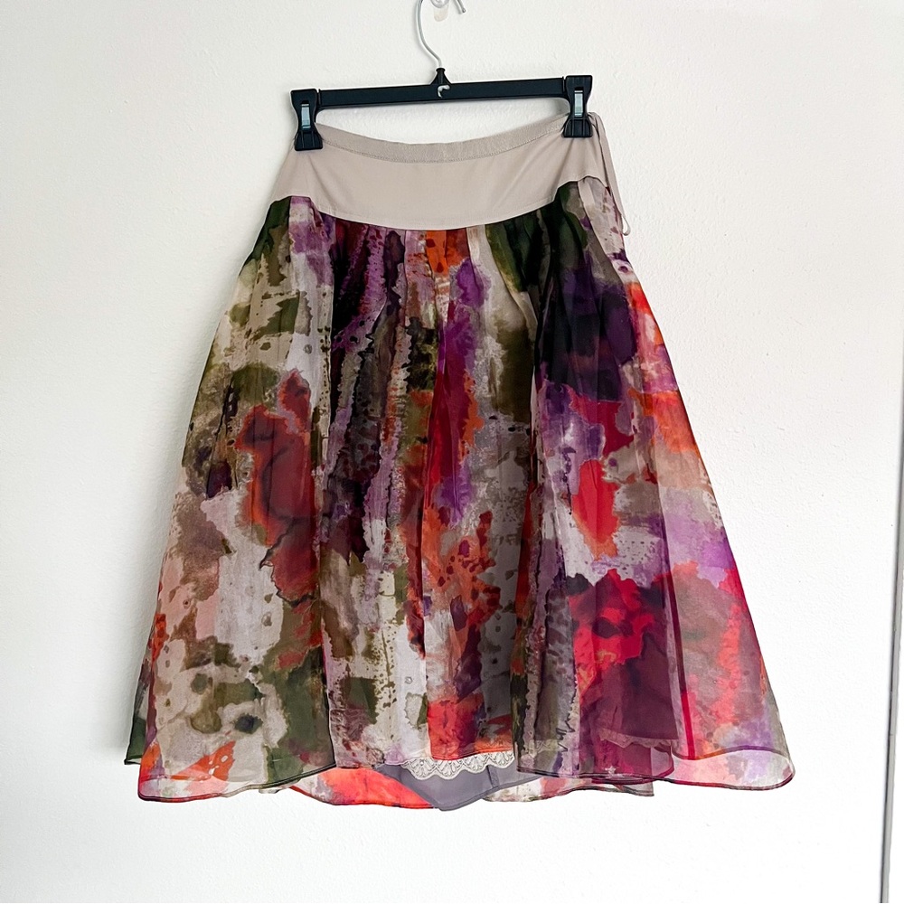 Edme & Esyllte Anthropology Watercolor Silk Skirt - Picture 3 of 4
